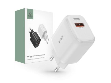 Nabíječka do sítě 20W USB QC3.0 + USB-C PD Tech-Protect C20W bílá