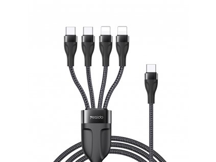 Datový kabel 4v1 Yesido (CA110) - Type-C to 2 x Lightning, 2 x USB-C, 1.2m, 4A - černý