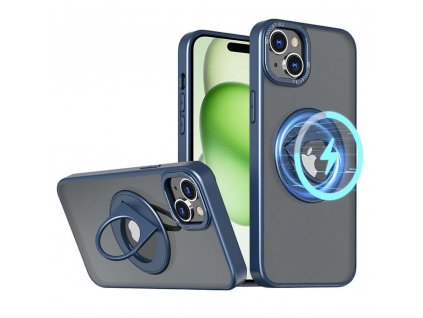 Husa pentru iPhone 15 - Techsuit MagSafe Ghost Holder Series - Matte Blue