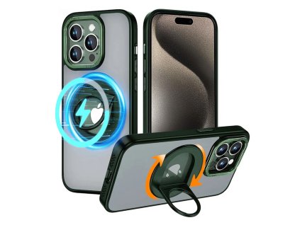Husa pentru iPhone 15 Pro Max - Techsuit MagSafe Ghost Holder Series - Matte Green