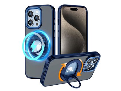 Husa pentru iPhone 15 Pro Max - Techsuit MagSafe Ghost Holder Series - Matte Blue