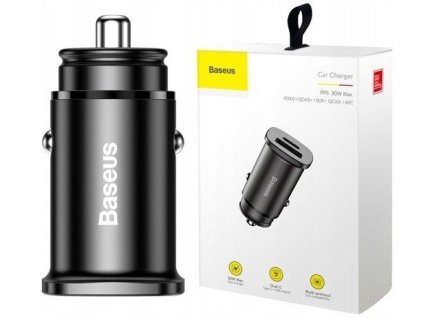 Nabíječka do auta Baseus Square Metal A+C 30W PPS (PD3.0 QC4.0+SCP AFC), černá