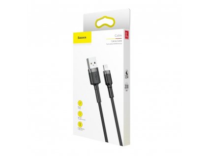 Datový kabel iPhone Lightning Baseus - odolný nylonový kabel, 1.5A 2M, šedá + černá