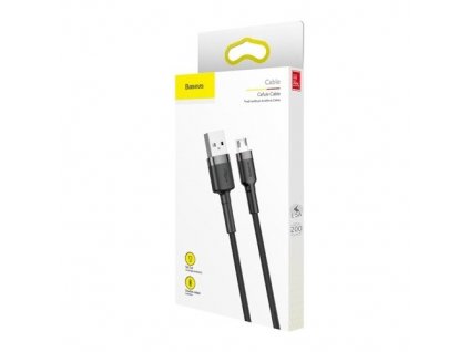 Datový kabel micro USB Baseus - odolný nylonový kabel, 1.5A 2M, šedá + černá
