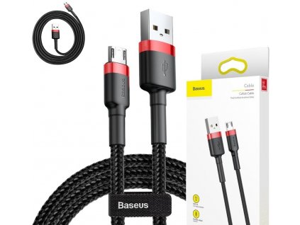 Datový kabel Micro USB Baseus - odolný nylonový kabel, 2,4A 1m, červený + černý