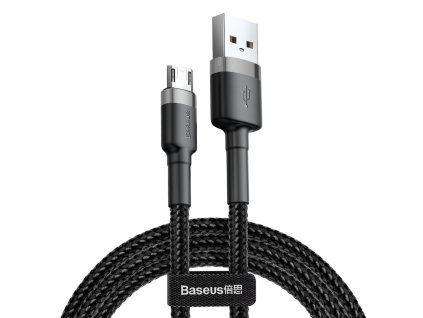 Datový kabel Micro USB Baseus - odolný nylonový kabel, 2,4A 1m, šedý + černý
