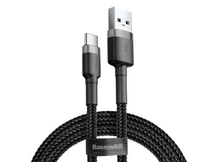 Datový kabel USB-C Baseus - odolný nylonový kabel, 2A 2m, šedý + černý