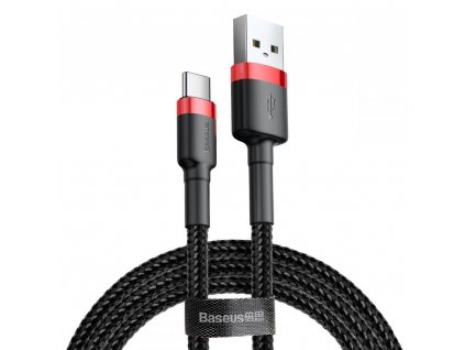 Datový kabel USB-C Baseus - odolný nylonový kabel, 2A 2m, červený + černý