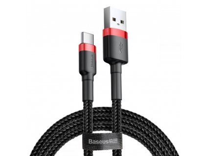 Datový kabel USB-C Baseus - odolný nylonový kabel, 3A 0,5mm, červený + černý