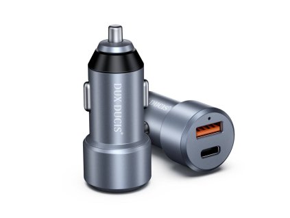 Nabíječka do auta 30W QC3.0 USB + PD USB-C 3A Dux Ducis B30 Quick Charge 3.0 + Power Delivery Charger šedá