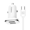 Nabíječka do auta 2.4A 2xUSB + kabel USB Typ C KAKU Yufan Dual Port Charger (KSC-318) bílá