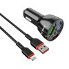 Nabíječka do auta 20W 4,8A QC3.0 3xUSB + kabel iPhone Lightning KAKU Tříportová rychlonabíjení 3.0 Nabíječka do auta s kabelem lightning (KSC-493) bílá