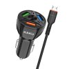 Nabíječka do auta 20W 4,8A QC3.0 3xUSB + kabel micro USB KAKU Tříportová rychlonabíjení 3.0 Nabíječka do auta s kabelem Micro USB (KSC-493) černá