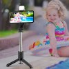 Selfie tyč Tripod Techsuit (L11s) - Stabilní stativ s dálkovým ovládáním Bluetooth a LED světlem, 75 cm - černý