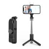 Selfie tyč Tripod Techsuit (L11s) - Stabilní stativ s dálkovým ovládáním Bluetooth a LED světlem, 75 cm - černý