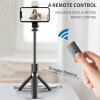 Selfie tyč Tripod Techsuit (L02s) - Stabilní stativ s dálkovým ovládáním Bluetooth a výplňovým světlem, nerezová ocel, 104 cm - černá