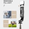 Selfie tyč Tripod Techsuit (Q10s) – Stabilní stativ s dálkovým ovládáním Bluetooth, výplňové světlo, rotace o 360, 70 cm – černá