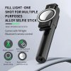 Selfie tyč Tripod Techsuit (K13) – Kompaktní držák na stativ s dálkovým ovládáním Bluetooth, LED Beauty Light, skládací, 84 cm – Černá