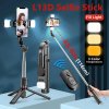 Selfie tyč Tripod Techsuit (L13d) – Stabilní stativ s dvojitou výplní, dálkové ovládání Bluetooth, 360, 116 cm – černá