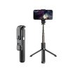 Selfie tyč Tripod Techsuit (L03S) – s dálkovým ovládáním Bluetooth, stabilní držák na stativ, LED světlo, 84 cm – černá