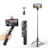 Selfie tyč Tripod Techsuit (L03S) – s dálkovým ovládáním Bluetooth, stabilní držák na stativ, LED světlo, 84 cm – černá