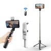 Selfie tyč Tripod Techsuit (L03S) – s dálkovým ovládáním Bluetooth, stabilní držák na stativ, LED světlo, 84 cm – bílá