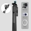 Selfie tyč Tripod Techsuit (Q05) - Stabilní stativ s dálkovým ovládáním Bluetooth, otáčení o 360, nerezová ocel, 158 cm - černá