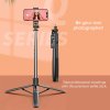 Selfie tyč Tripod Techsuit (Q05) - Stabilní stativ s dálkovým ovládáním Bluetooth, otáčení o 360, nerezová ocel, 158 cm - černá