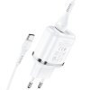 Nabíječka do sítě 2,4A 2xUSB + kabel 1m Lightning Hoco N4 Smart Dual USB bílá