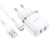 Nabíječka do sítě 2,4A 2xUSB + kabel 1m Lightning Hoco N4 Smart Dual USB bílá