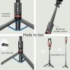 Selfie tyč Tripod Techsuit L12 Stabilní hliníkový stativ skládací a přenosný s bezdrátovým dálkovým ovládáním, 106 cm - Černý
