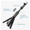 Selfie tyč Tripod Techsuit Q12S Stabilní držák na stativ s dálkovým ovládáním Bluetooth a LED světlem, 77 cm – černý
