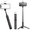 Selfie tyč Tripod Techsuit Q12S Stabilní držák na stativ s dálkovým ovládáním Bluetooth a LED světlem, 77 cm – černý