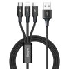 Datový kabel Hoco Times (X14) – USB-A na USB Type-C, Micro-USB, Lightning, 2A, 1,0m – černý