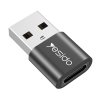 Adaptér OTG Yesido (GS09) - USB to Type-C, Plug & Play, 5Gbps - černý