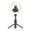 Selfie tyč Tripod Yesido (SF12) – stabilní, s kruhovým světlem, stativ, dálkový ovladač, 360° rotace, 120mAh – černá