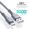 Datový kabel Duzzona (A8) - USB to Type-C Fast Charging 2.4A, 12W, 480Mbps, 1m - šedý