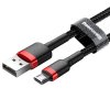 Datový kabel Micro USB Baseus - odolný nylonový kabel, 2,4A 1m, červený + černý