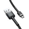 Datový kabel Micro USB Baseus - odolný nylonový kabel, 2,4A 1m, šedý + černý