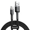 Datový kabel Micro USB Baseus - odolný nylonový kabel, 2,4A 1m, šedý + černý