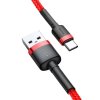 Datový kabel USB-C Baseus - odolný nylonový kabel, 2A 3m, červený