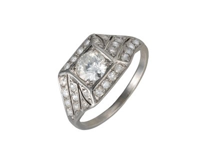 Platinový prsten s diamanty Art Deco