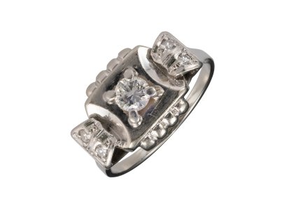 Zlatý prsten s přírodními diamanty Art Deco