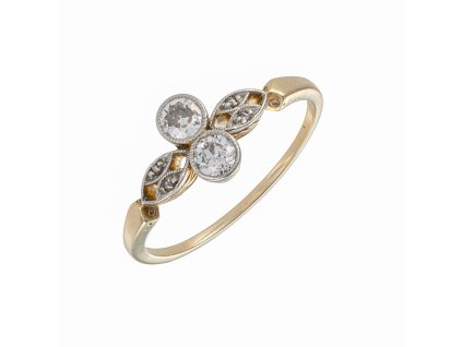 Zlatý prsten s přírodními diamanty Art Deco