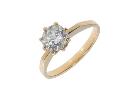 Zlatý prsten s přírodním diamantem 1,08 ct (vzácně bílý)