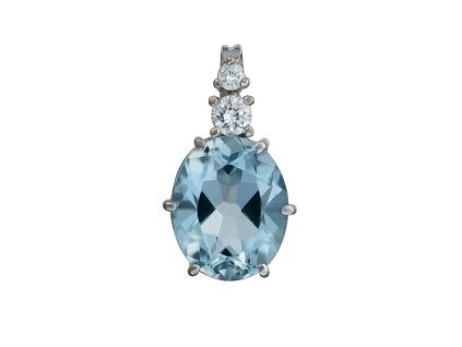 Zlatý přívěsek s přírodním akvamarínem a diamanty