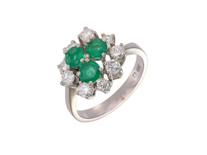 Zlatý prsten s přírodními smaragdy a přírodními diamanty