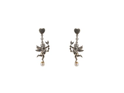 Stříbrné náušnice s markazity a perlami