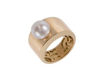 Zlatý prsten s kultivovanou perlou