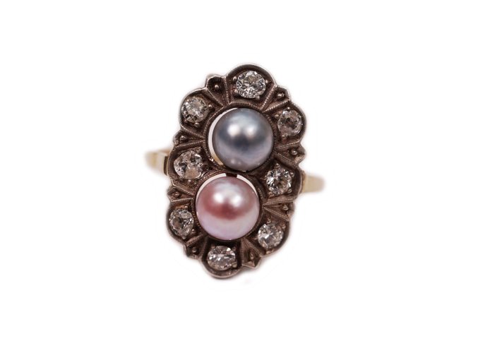 61601 zlaty prsten s perlami a diamanty 1